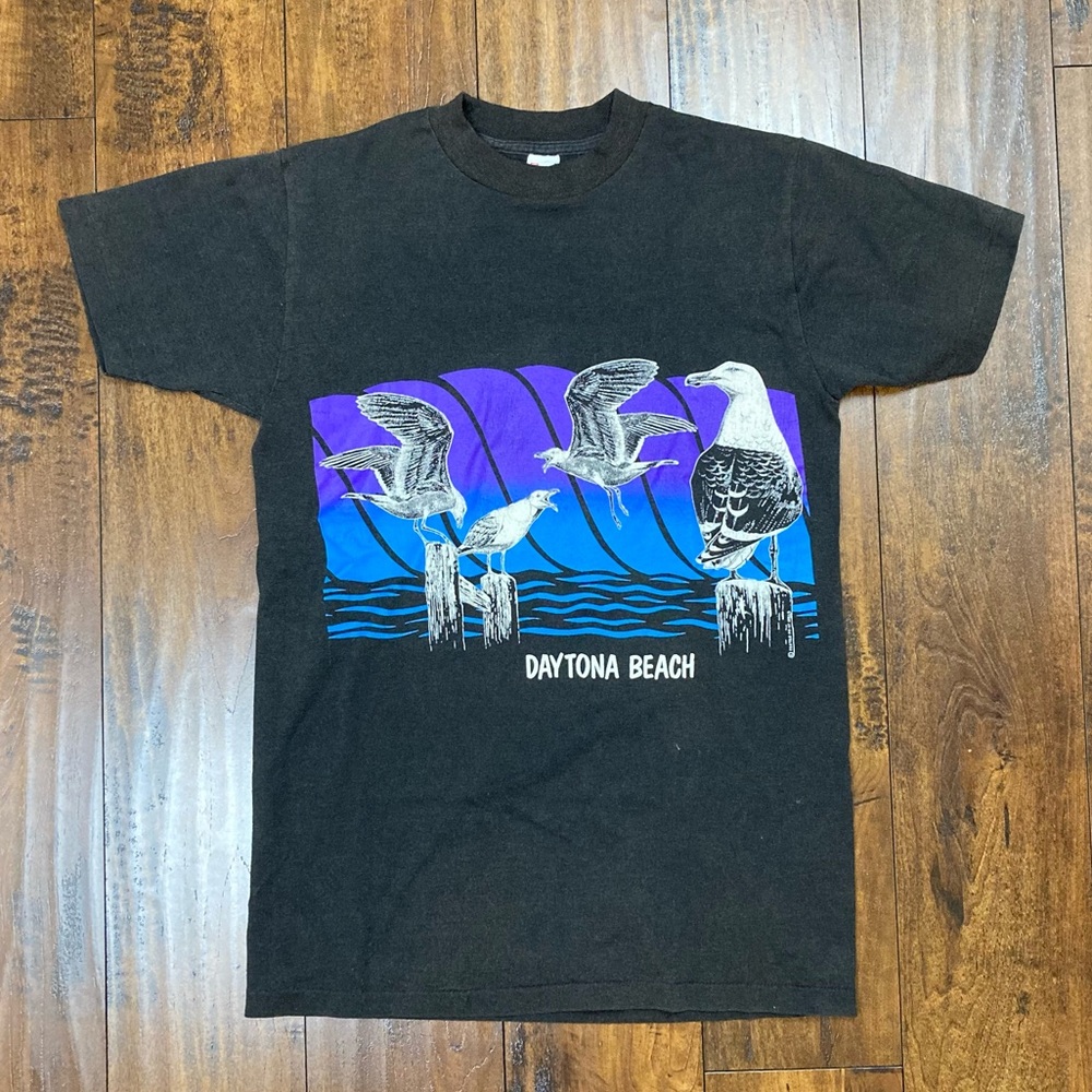 DAYTONA BEACH Men’s T-Shirt VINTAGE Seagulls FLORIDA Single Stitch Medium